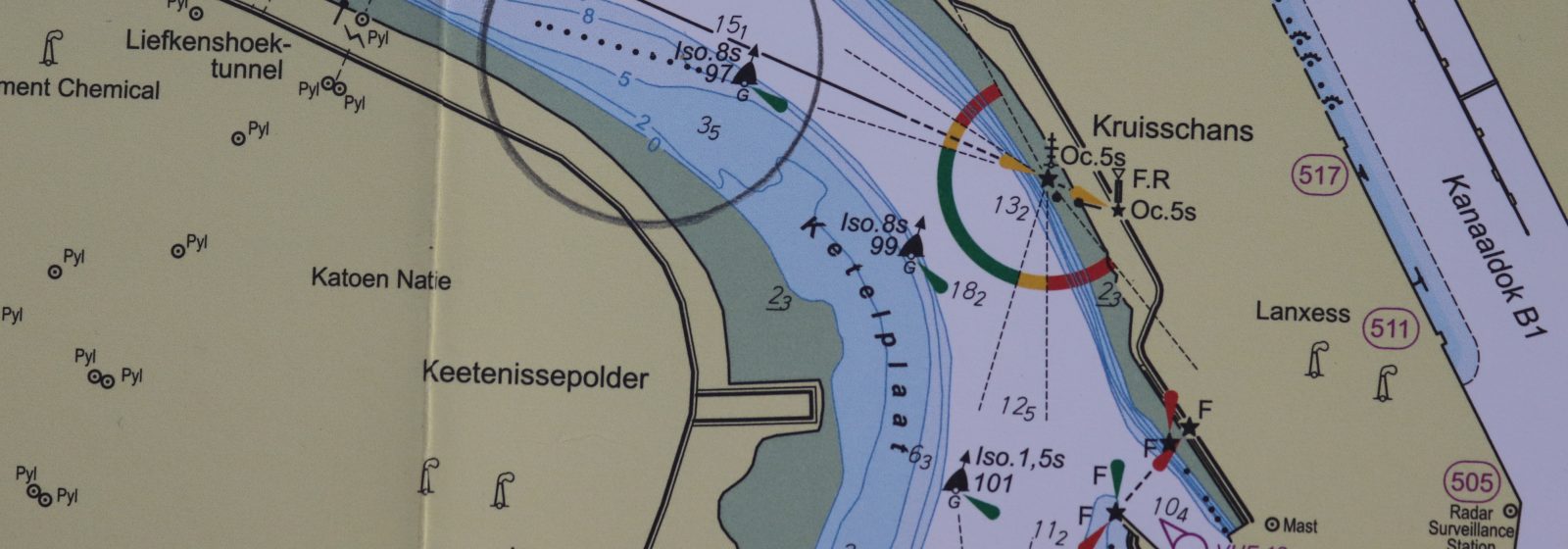 Wachtsteiger Ketelplaat: de locatie van de steiger is op deze kaart grijs omcirkeld.
