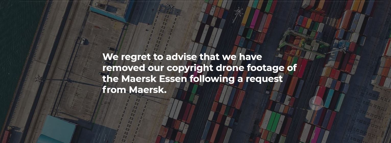 De dronevideo van de 'Maersk Essen' werd verwijderd van de W K Webster-website