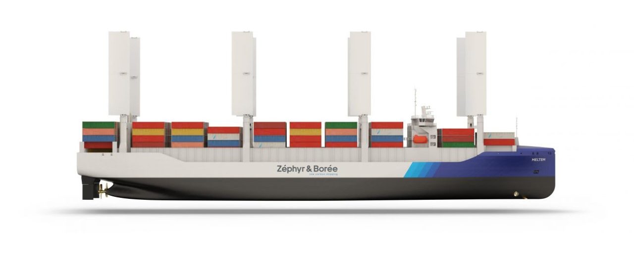Containerschip met windaandrijving 'Meltem' (1.821 teu) van ontwerpbureau Zéphyr & Borée