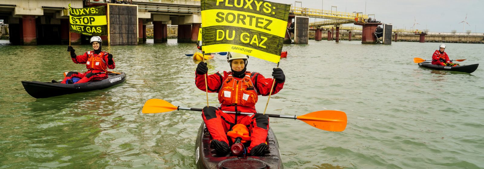 Actie Greenpeace tegen Fluxys LNG in Zeebrugge