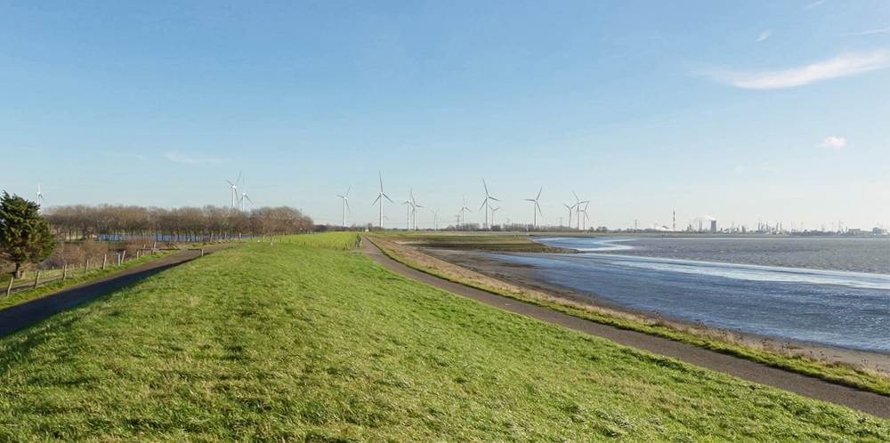 Locatie voor de bouw van windpark ZE-BRA ter hoogte van Bath