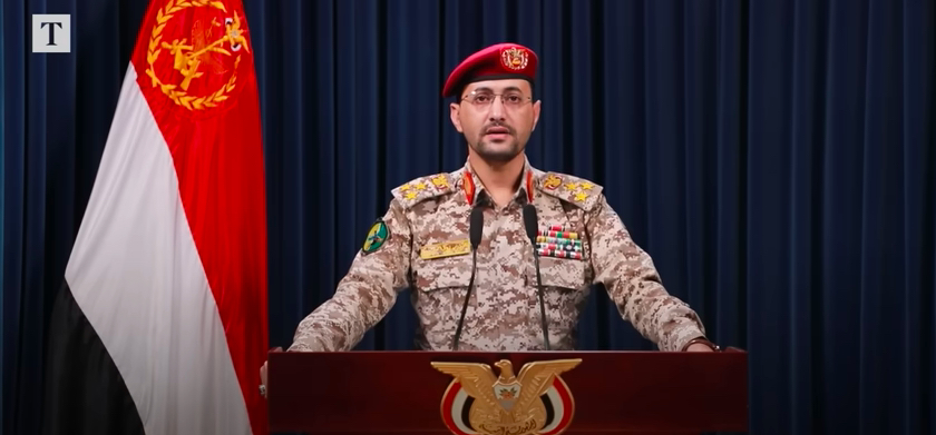 De militaire woordvoerder van de Houthi's, Yahya Saree