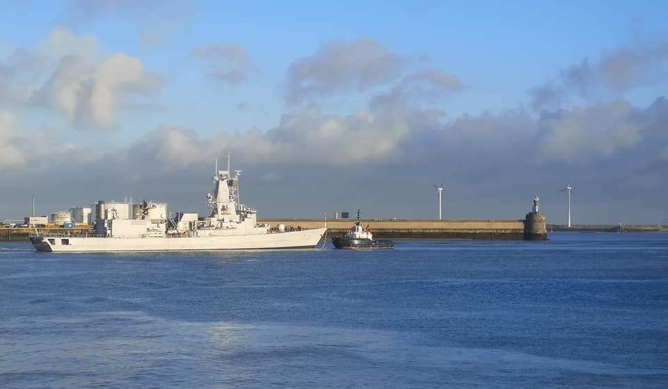 Vertrek van fregat 'Louise-Marie' uit Zeebrugge