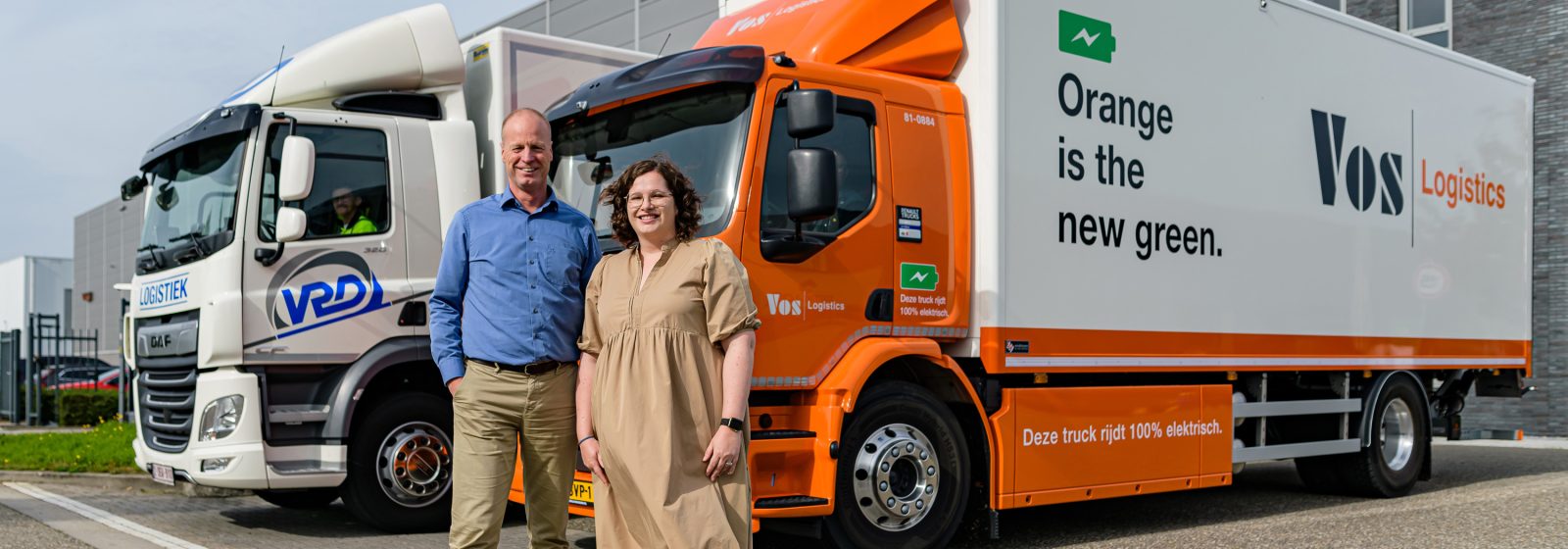 Dennis Broeksteeg (Vos Logistics) en Liesbeth van Raemdonck (VRD)