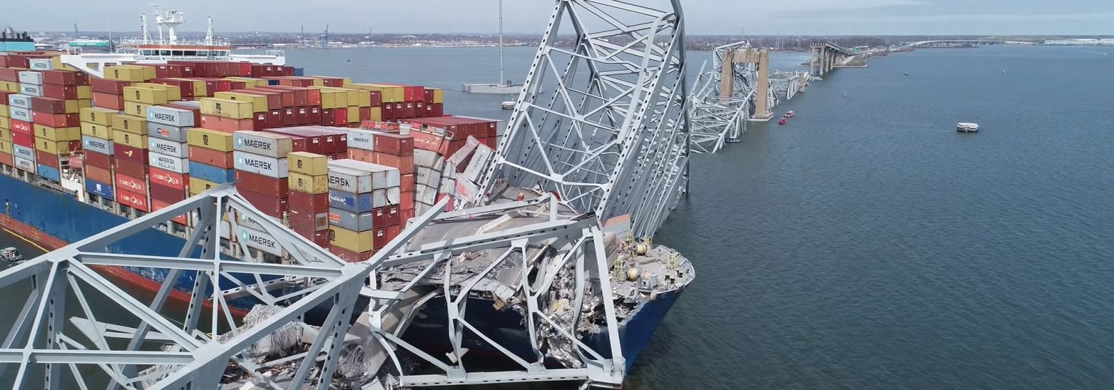 De vernielde Francis Scott Key Bridge in Baltimore