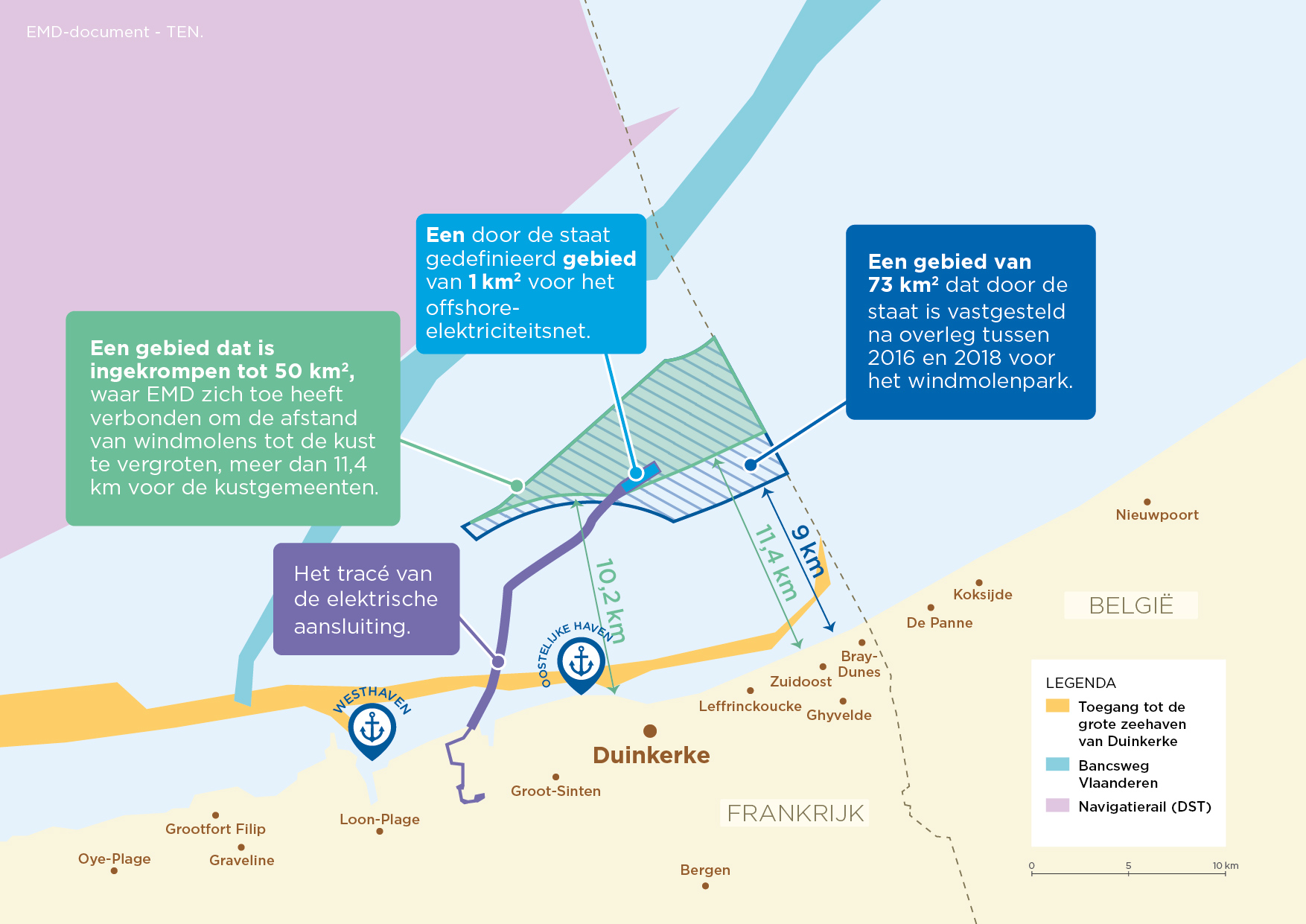 Voorstel locatie offshore windpark voor Duinkerke